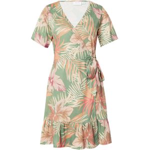 VILA Jurk 'VINATALIE'  lichtbeige / olijfgroen / oranje / karmijnrood