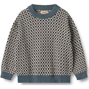 WHEAT Trui 'Flores'  lichtbeige / duifblauw / zwart