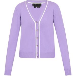faina Gebreid vest  lavendel / wit