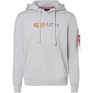 ALPHA INDUSTRIES - Alpha Label Hoodie - Grijs - Katoen/Polyester