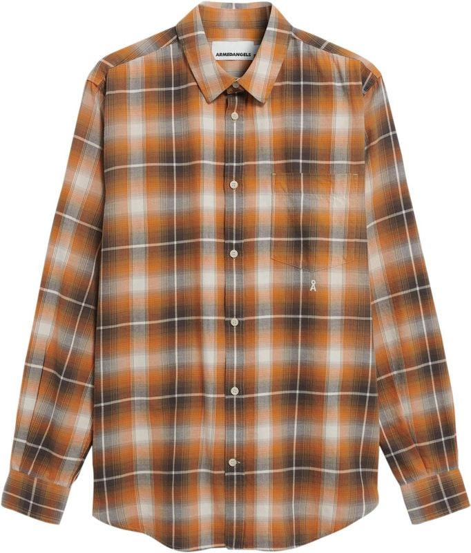 ARMEDANGELS - Overhemd - Olijfgroen - Geruit - Lange Mouw