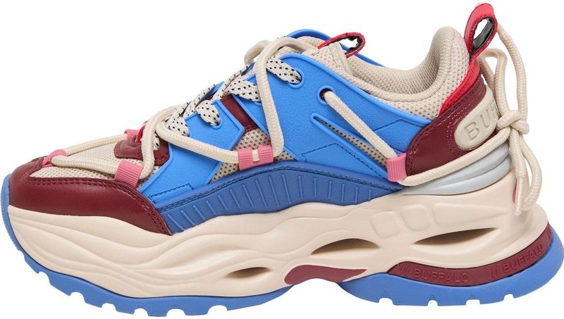 BUFFALO Sneakers laag 'Triplet Lace'  crème / blauw / rood / donkerrood