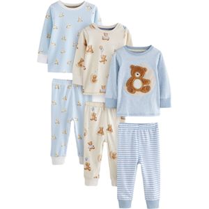 Next - Nachtkledij - Beige Blauw Bruin Wit - 2-delig - Lang Maxi - 3 Pack