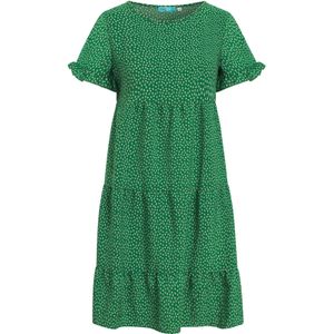 TOOche - Victory - Jurk - Beige/Groen - Korte Mouwen - Bloemenprint