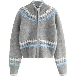 Next Gebreid vest  lichtblauw / grijs gemêleerd / wit