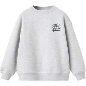 MANGO KIDS Sweatshirt 'BERLIN'  stone grey / donkergroen