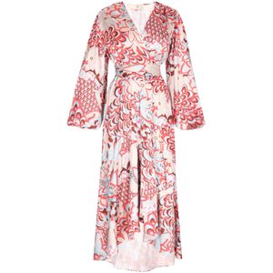 IZIA Zomerjurk  beige / turquoise / lichtrood