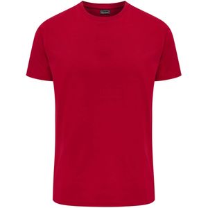 Hummel - Shirt - Rood - Jersey - Ronde Hals, Effen Motief, Kwartmouw