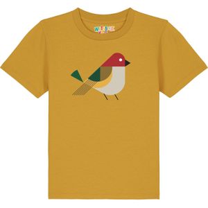 watabout.kids Shirt 'Vogel'  oker / olijfgroen / grasgroen / wit