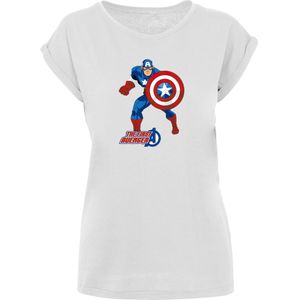 F4NT4STIC Shirt 'Captain America The First Avenger'  beige / blauw / vuurrood / wit