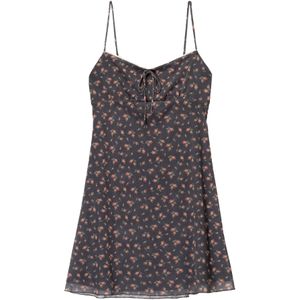 Bershka Jurk  grijs / lichtgroen / rood