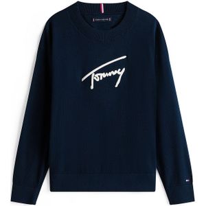 TOMMY HILFIGER - Trui - Navy / Wit - Knitwear - Lange Mouw