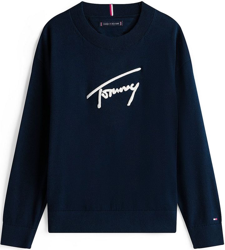TOMMY HILFIGER - Trui - Navy / Wit - Knitwear - Lange Mouw