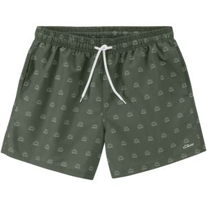 Look - Gedessineerd - Zwembroek - Olive/Crème print - Klassieke Taillehoogte