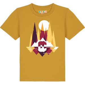 watabout.kids Shirt 'Von Bären und Bergen'  oker / lila / wit