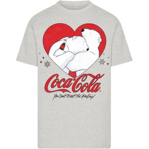 F4NT4STIC Shirt 'Coca Cola Hugging Bears'  grijs gemêleerd / rood / zwart / wit