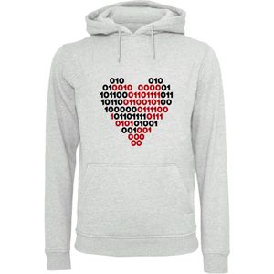 F4NT4STIC Sweatshirt 'I Love You 01001001 Binary Code Herz Valentinstag'  lichtgrijs / rood / zwart