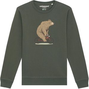 Watapparel Sweatshirt ' Fahrradbär '  bruin / olijfgroen / wit