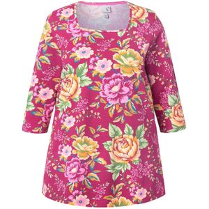 Ulla Popken Shirt  lichtgeel / groen / cyclaam / pink