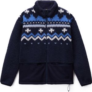 NAPAPIJRI Fleece jas 'T-Ansei'  navy / blauw denim / wit