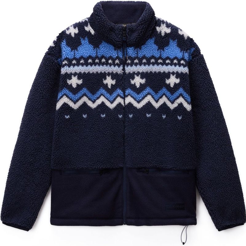 NAPAPIJRI Fleece jas 'T-Ansei'  navy / blauw denim / wit