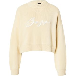 BOSS Trui 'C_Finevra'  pasteelgeel / wit