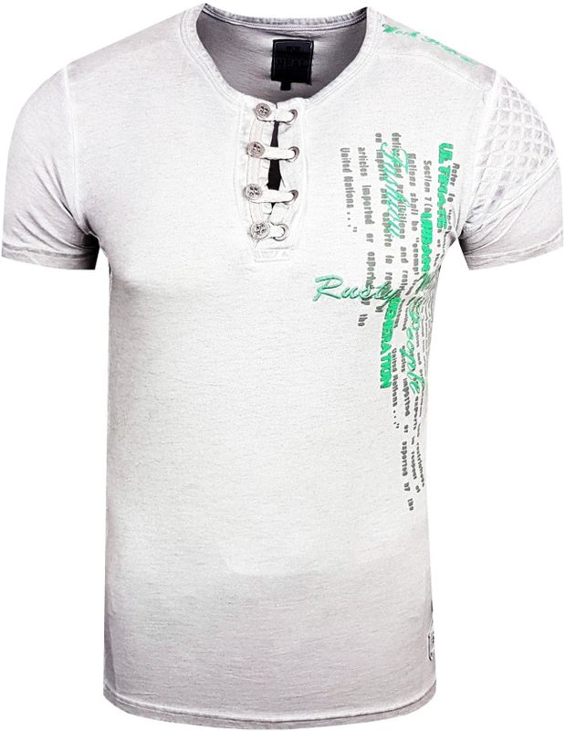 Rusty Neal - Olie-gewassen T-shirt - Heren - Normale Pasvorm - 100% Katoen