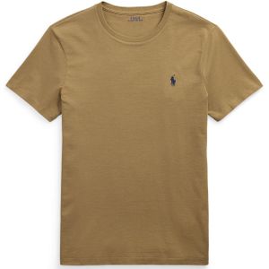 Polo Ralph Lauren - Shirt - Donkerbeige/Navy - Jersey - Ronde Hals, Kwartmouw