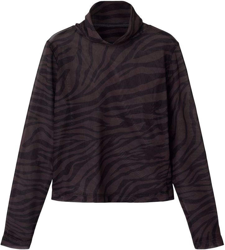 Top - Mesh - Lange Mouwen - Hoge Hals - Slim Fit