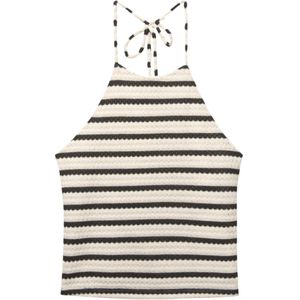 Pull&Bear Gebreide top  zwart / natuurwit