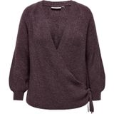 ONLY - Carmakoma - Trui - Bruin - V-hals - Lange Mouw