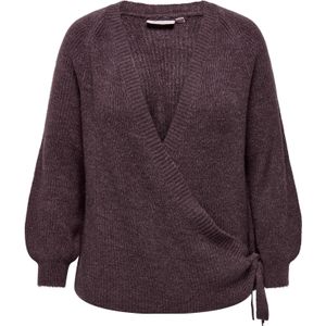 ONLY - Carmakoma - Trui - Bruin - V-hals - Lange Mouw