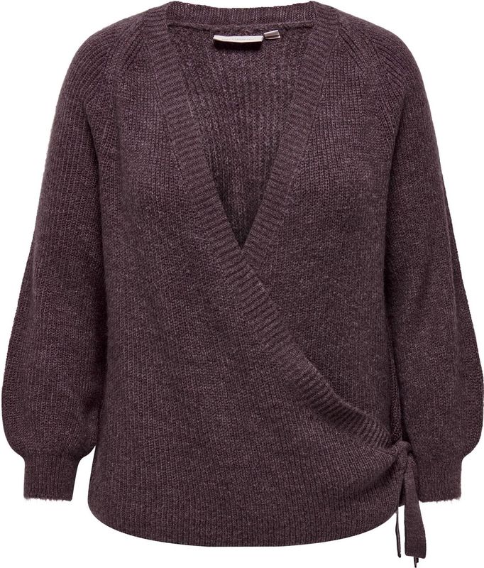 ONLY - Carmakoma - Trui - Bruin - V-hals - Lange Mouw