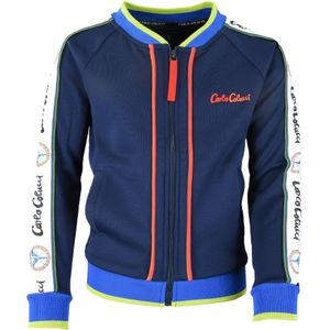 Carlo Colucci Sweatvest 'Carrado'  navy / donkerblauw / limoen / grenadine / wit