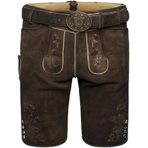 Krüger Buam Klederdracht broek ' Kuno '  ecru / donkerbruin / bordeaux