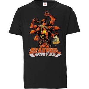 LOGOSHIRT Shirt 'Marvel Comics - Deadpool'  zwart