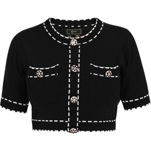 faina Gebreid vest 'Fashion Look'  zwart / wit