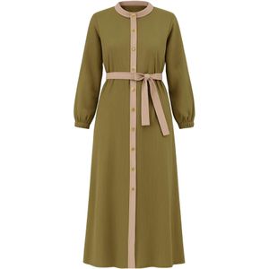 MODAMIHRAM Blousejurk  donkerbeige / olijfgroen