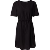 Jurken - Black - Linnen - V-hals Korte Mouwen Regular Fit