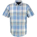 Lerros - Overhemd - Cobalt Blue - Korte Mouwen - Geruit - Zomerse Structuurkwaliteit