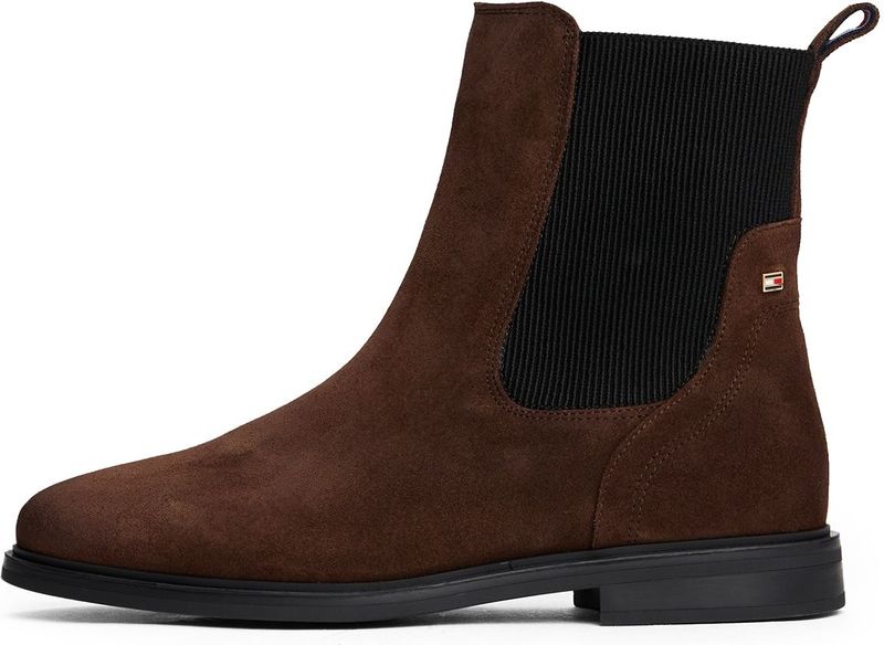 Tommy Hilfiger - FLAG SUEDE CHELSEA BOOT - Chelsea-boots - Donkerbruin