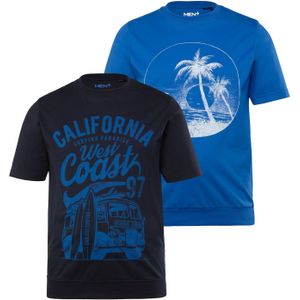 Men Plus Shirt  blauw gemêleerd / wit