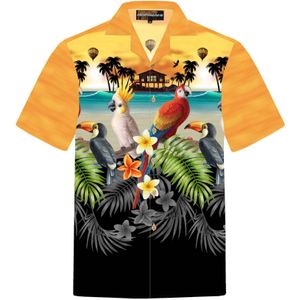 Hawaiihemdshop.de Overhemd 'Golden Parrots'  goudgeel