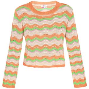 IZIA Trui  beige / groen / orchidee / oranje