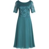 Vera Mont - Cocktailjurk - Donkergroen - 3/4 Lengte - Ronde Hals