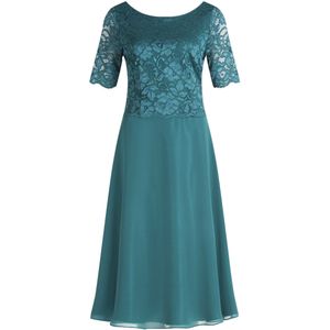 Vera Mont - Cocktailjurk - Donkergroen - 3/4 Lengte - Ronde Hals