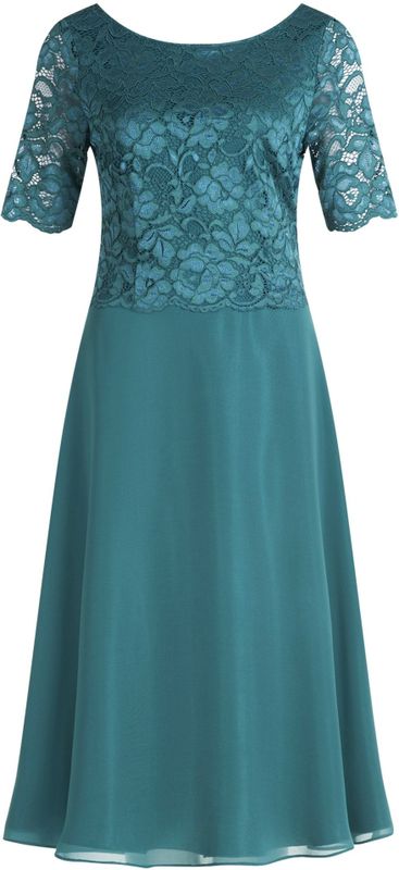 Vera Mont - Cocktailjurk - Donkergroen - 3/4 Lengte - Ronde Hals