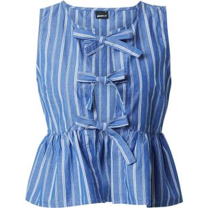 Gina Tricot - Top - Blauw/Wit - Gevoerde Zoom - Mouwloos