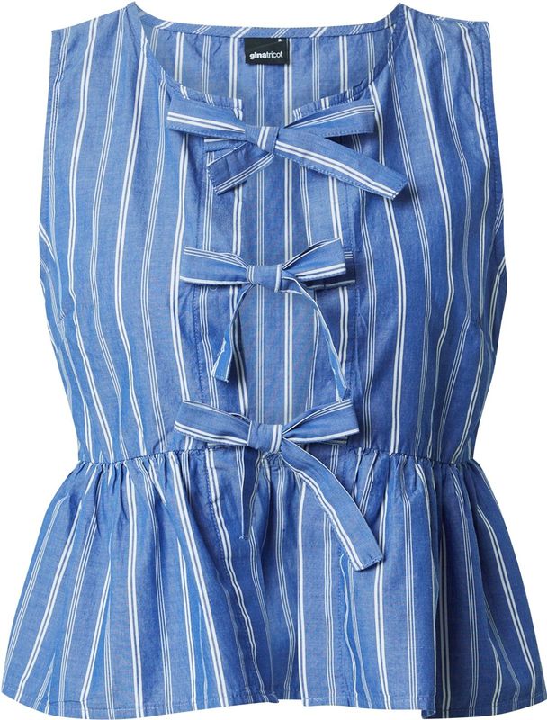 Gina Tricot - Top - Blauw/Wit - Gevoerde Zoom - Mouwloos