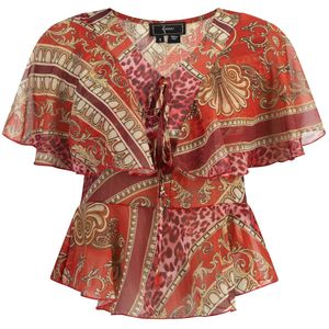 faina Blouse  pueblo / rood / bourgogne / natuurwit